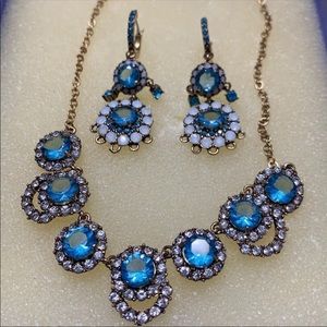 💎 Aqua Silver Necklace & Earrings Jewelry Set 💎